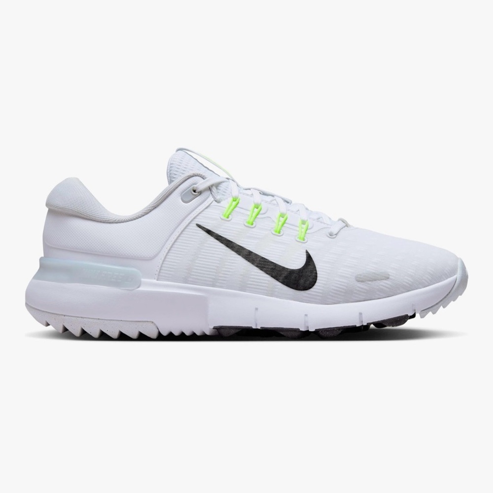 Nike White Sneakers with Black Swoosh and Neon Green Accents